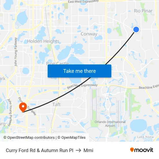 Curry Ford Rd & Autumn Run Pl to Mmi map