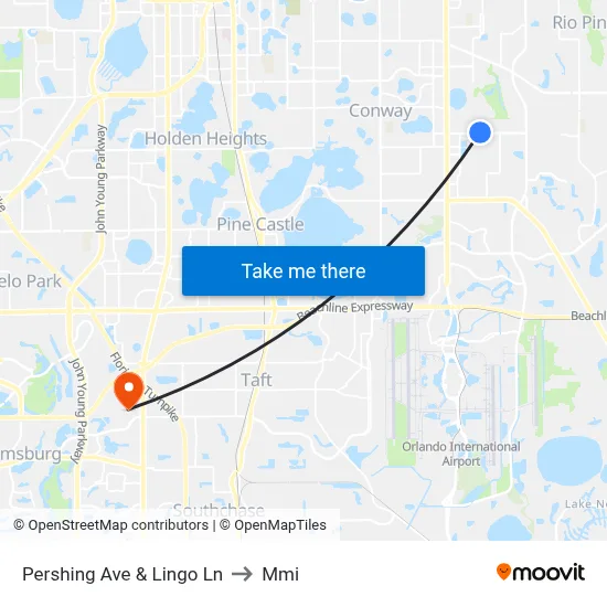 Pershing Ave & Lingo Ln to Mmi map