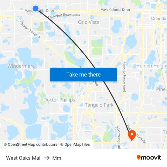 West Oaks Mall to Mmi map