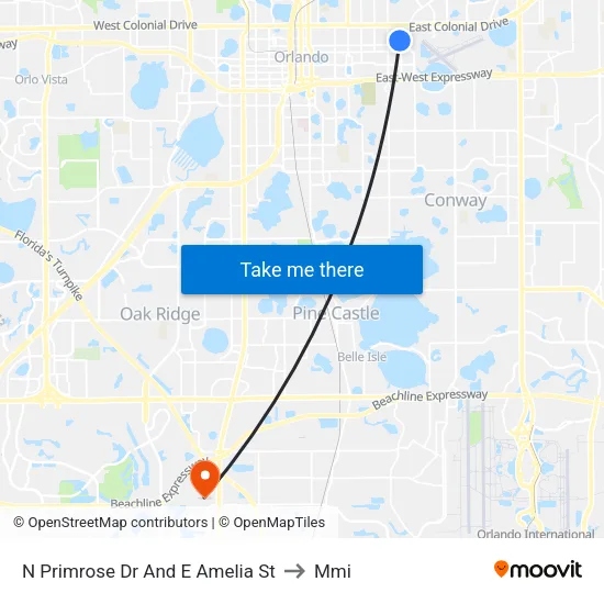 N Primrose Dr And E Amelia St to Mmi map