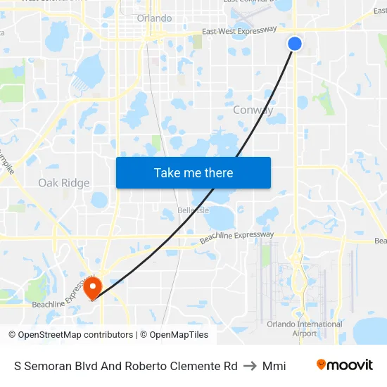 S Semoran Blvd And Roberto Clemente Rd to Mmi map