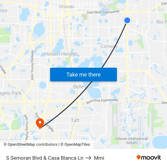 S Semoran Blvd & Casa Blanca Ln to Mmi map