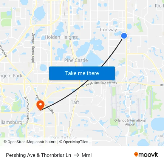 Pershing Ave & Thornbriar Ln to Mmi map