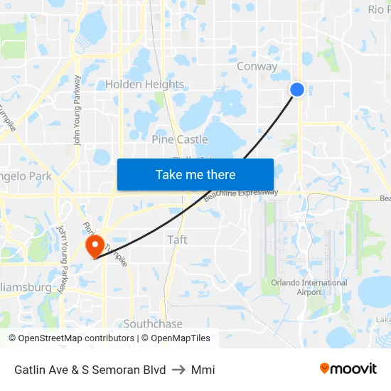 Gatlin Ave & S Semoran Blvd to Mmi map