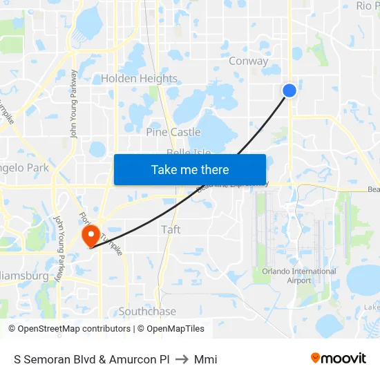 S Semoran Blvd & Amurcon Pl to Mmi map