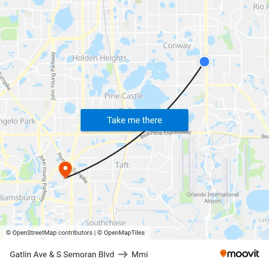 Gatlin Ave & S Semoran Blvd to Mmi map