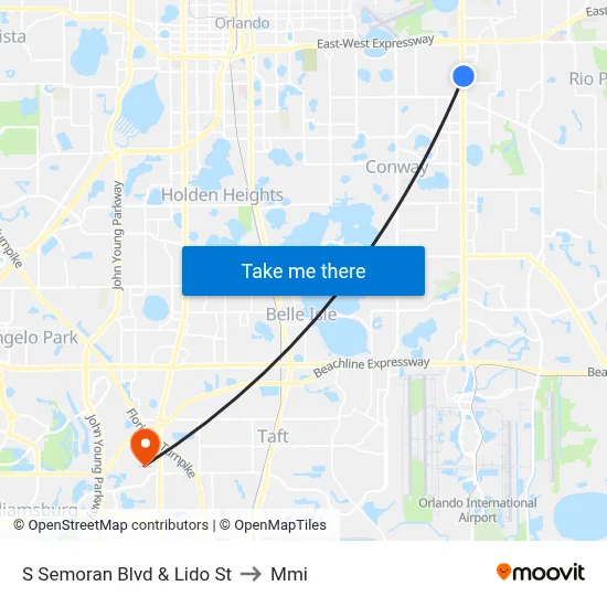 S Semoran Blvd & Lido St to Mmi map