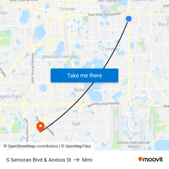 S Semoran Blvd & Andora St to Mmi map