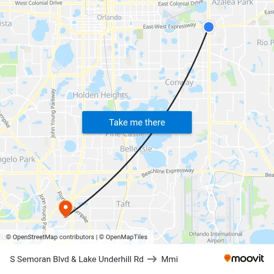S Semoran Blvd & Lake Underhill Rd to Mmi map