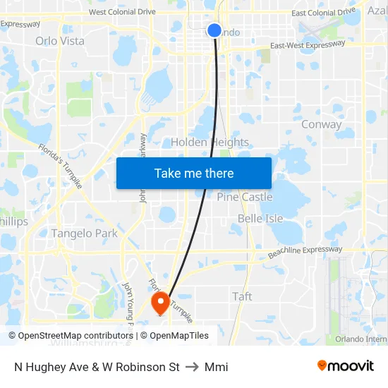 N Hughey Ave & W Robinson St to Mmi map
