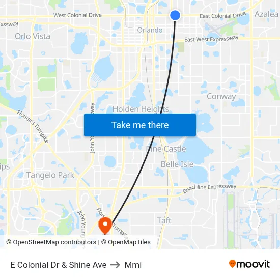E Colonial Dr & Shine Ave to Mmi map