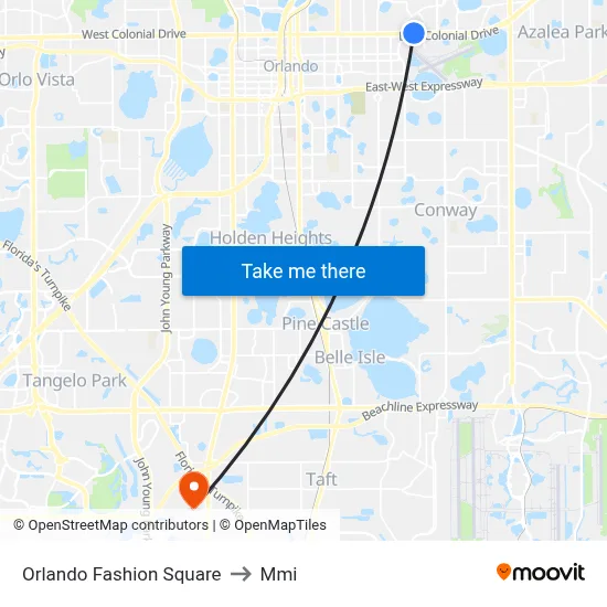 Orlando Fashion Square to Mmi map