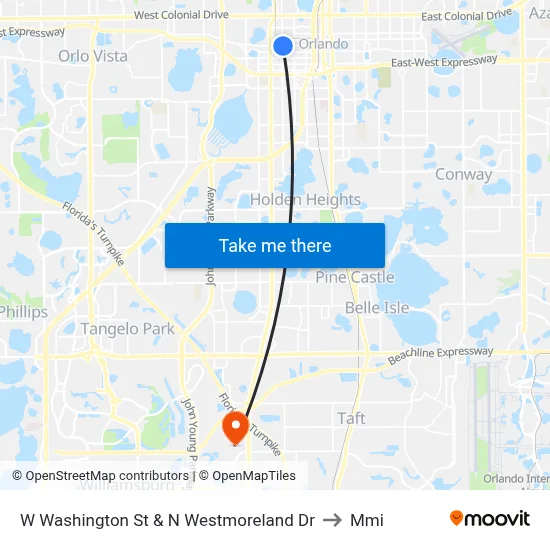 W Washington St & N Westmoreland Dr to Mmi map