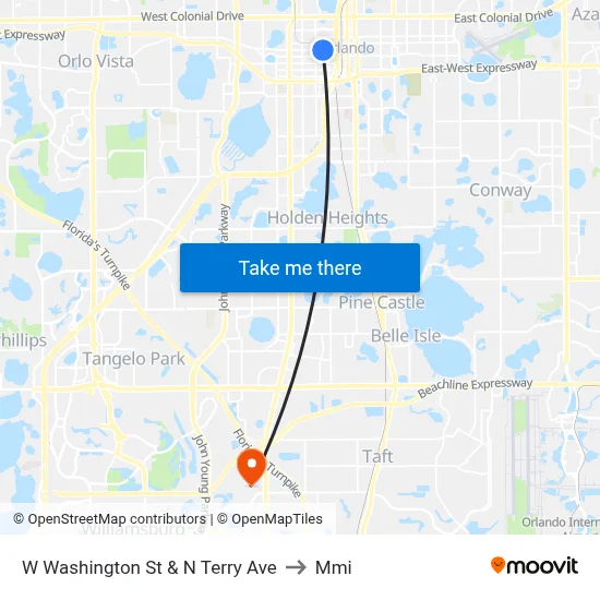 W Washington St & N Terry Ave to Mmi map