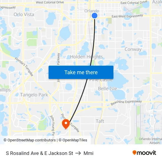 S Rosalind Ave & E Jackson St to Mmi map
