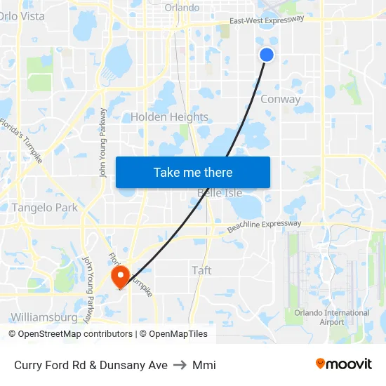 Curry Ford Rd & Dunsany Ave to Mmi map