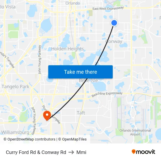 Curry Ford Rd & Conway Rd to Mmi map