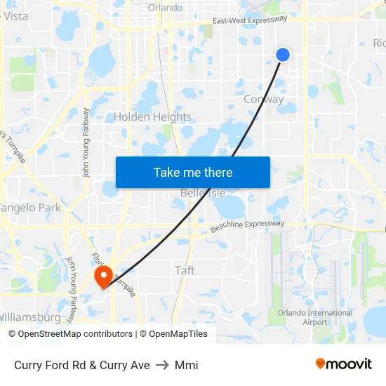 Curry Ford Rd & Curry Ave to Mmi map