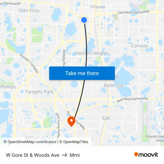 W Gore St & Woods Ave to Mmi map