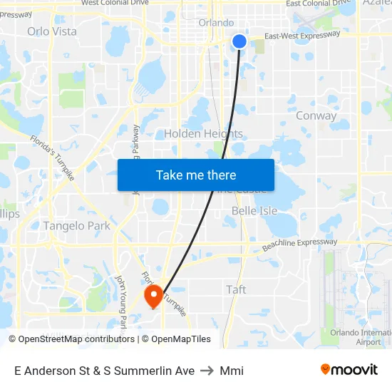 E Anderson St & S Summerlin Ave to Mmi map