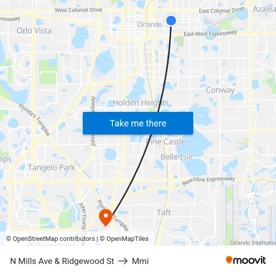 N Mills Ave & Ridgewood St to Mmi map