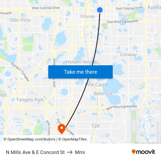 N Mills Ave & E Concord St to Mmi map