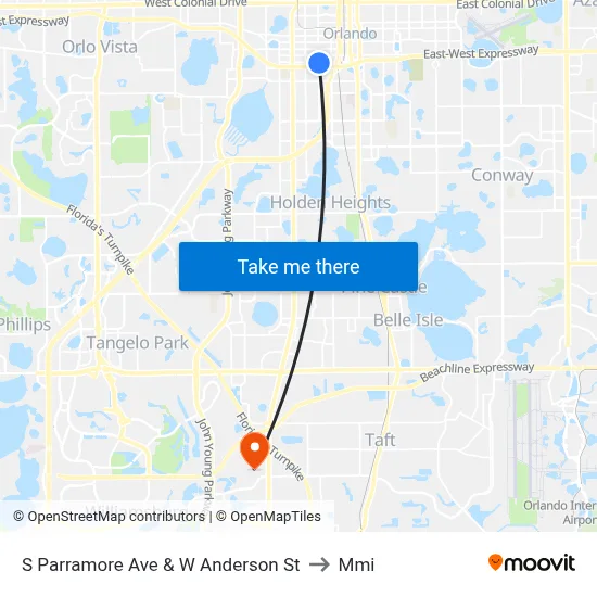 S Parramore Ave & W Anderson St to Mmi map