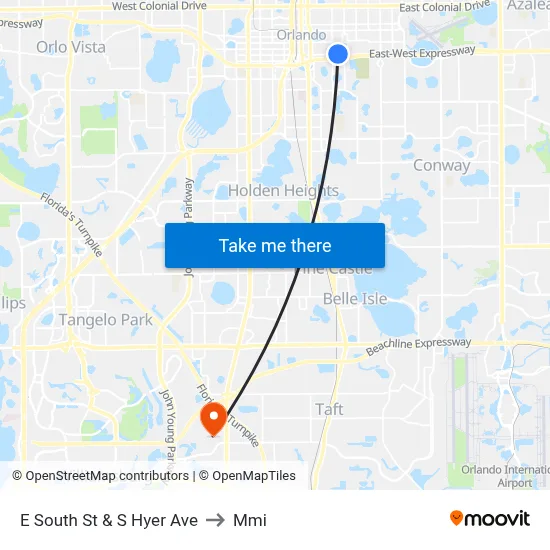 E South St & S Hyer Ave to Mmi map