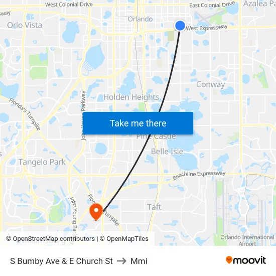 S Bumby Ave & E Church St to Mmi map