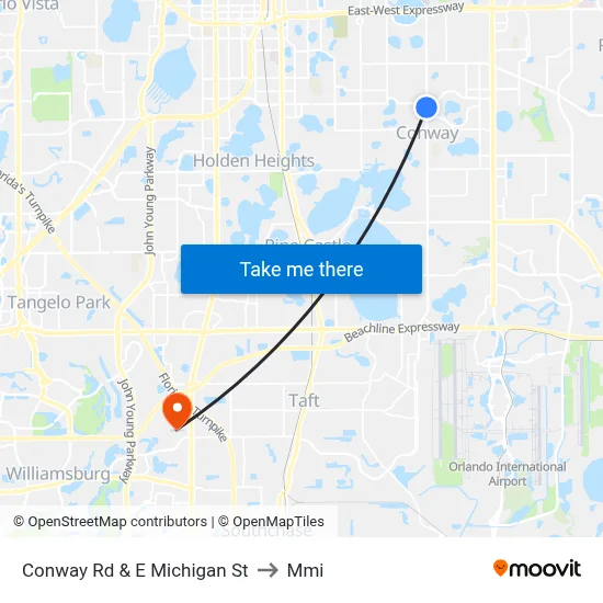 Conway Rd & E Michigan St to Mmi map