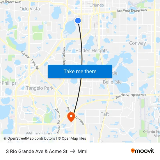 S Rio Grande Ave & Acme St to Mmi map