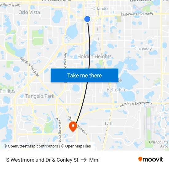 S Westmoreland Dr & Conley St to Mmi map