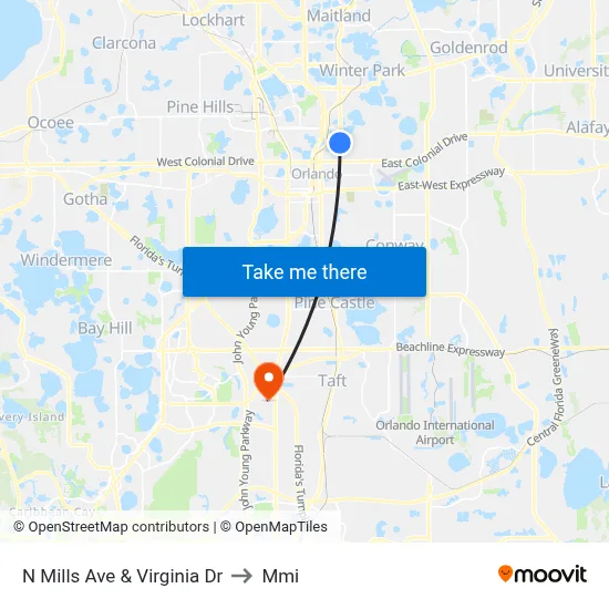 N Mills Ave & Virginia Dr to Mmi map