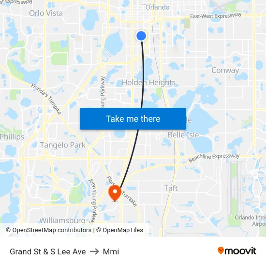 Grand St & S Lee Ave to Mmi map
