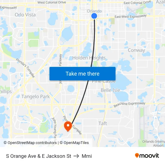 S Orange Ave & E Jackson St to Mmi map