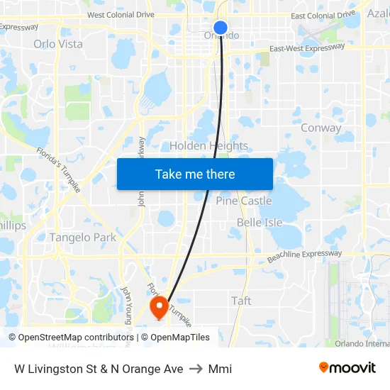 W Livingston St & N Orange Ave to Mmi map