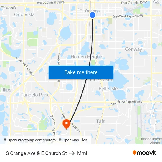 S Orange Ave & E Church St to Mmi map