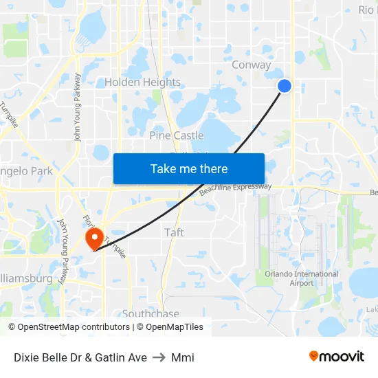 Dixie Belle Dr & Gatlin Ave to Mmi map