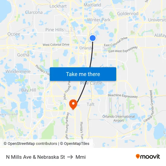 N Mills Ave & Nebraska St to Mmi map