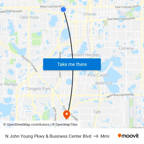 N John Young Pkwy & Business Center Blvd to Mmi map
