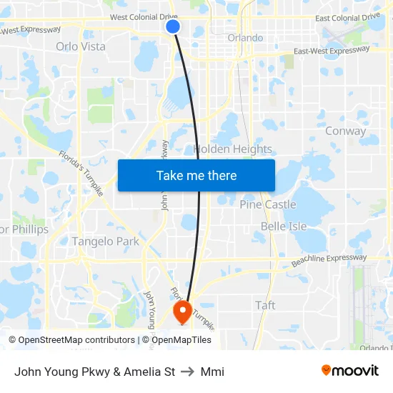 John Young Pkwy & Amelia St to Mmi map