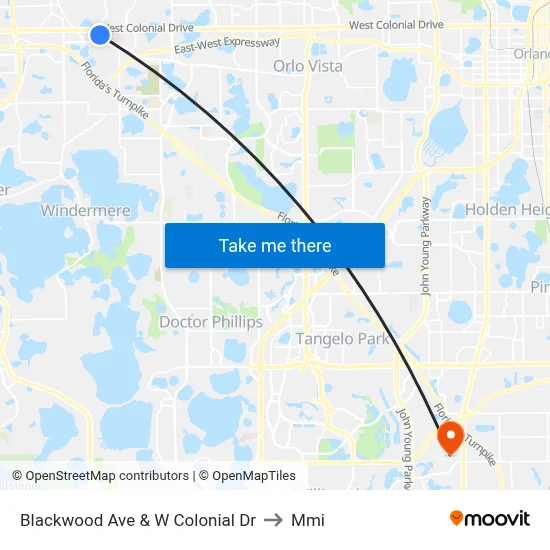 Blackwood Ave & W Colonial Dr to Mmi map