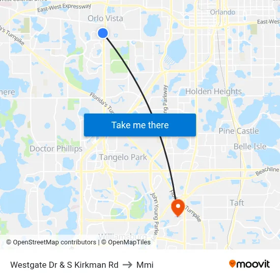Westgate Dr & S Kirkman Rd to Mmi map
