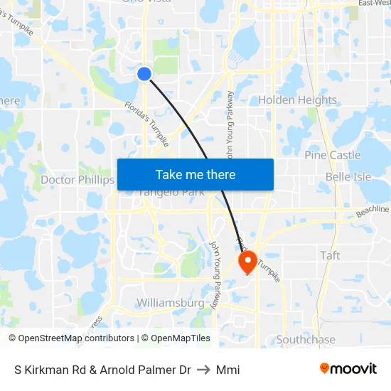 S Kirkman Rd & Arnold Palmer Dr to Mmi map
