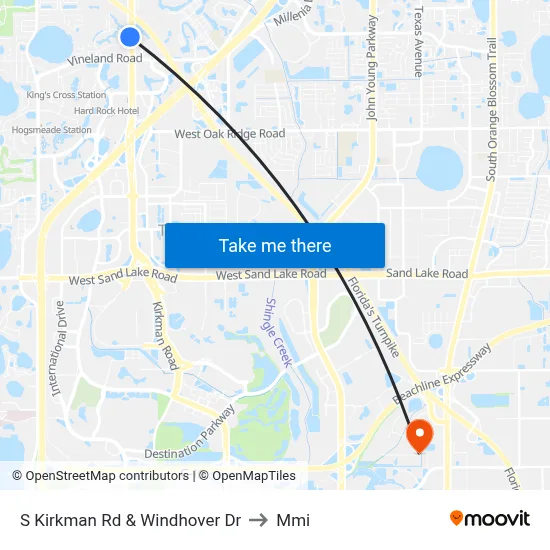 S Kirkman Rd & Windhover Dr to Mmi map