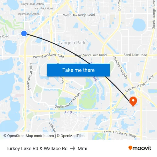 Turkey Lake Rd & Wallace Rd to Mmi map