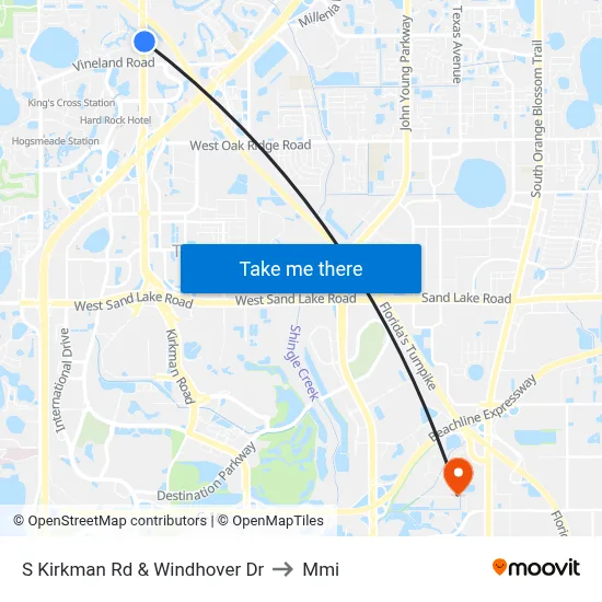 S Kirkman Rd & Windhover Dr to Mmi map