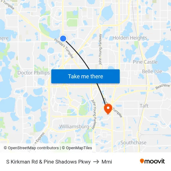 S Kirkman Rd & Pine Shadows Pkwy to Mmi map