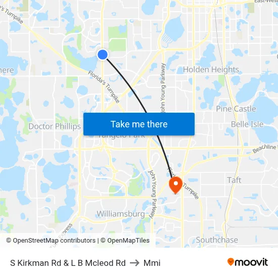 S Kirkman Rd & L B Mcleod Rd to Mmi map