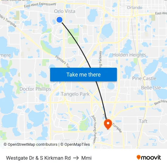 Westgate Dr & S Kirkman Rd to Mmi map